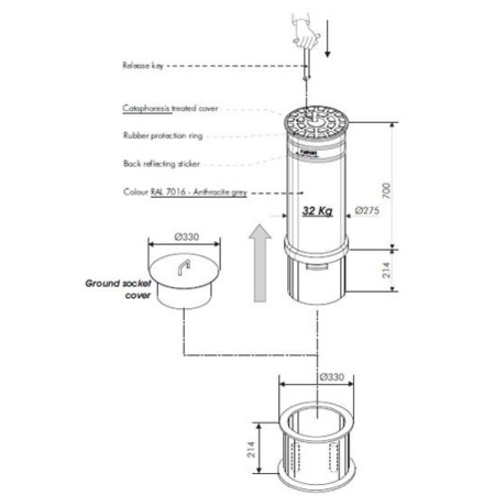 Borne Amovible Stramari 2320 H700Mm Amovible FADINI 2320L